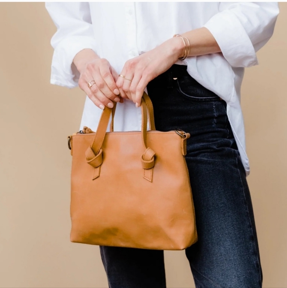 ABLE Rachel Tan Leather Tote Crossbody Bag 43